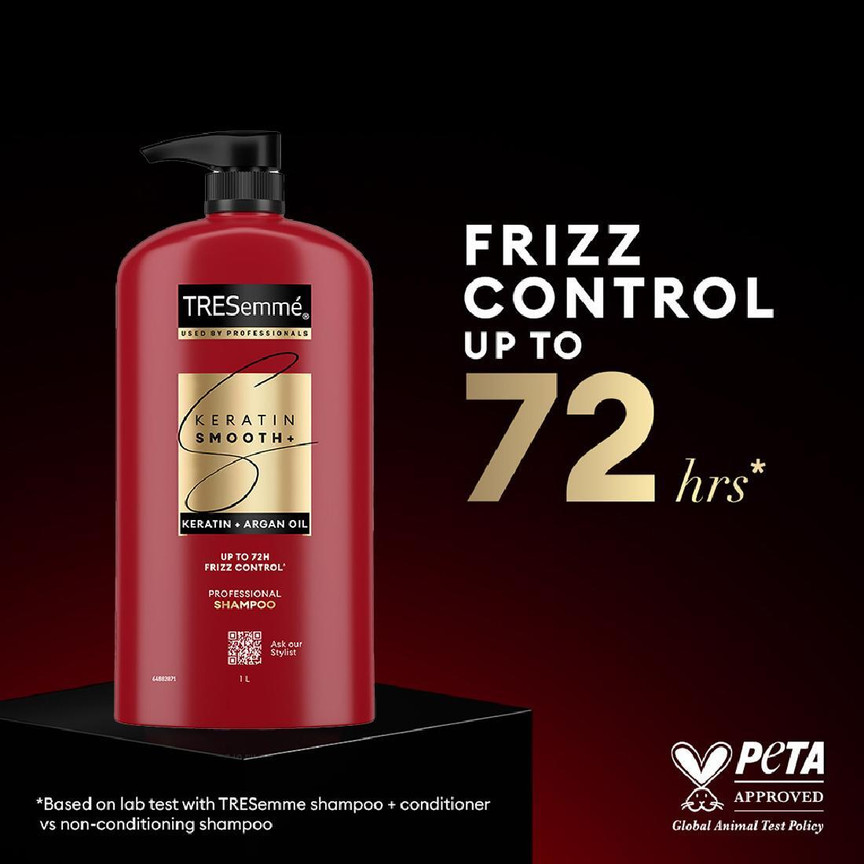 tresemmé keratin indian smooth+ professional shampoo with keratin & argan oil – frizz control up to 72 hours – 1l ব্র্যান্ড tresemmé keratin indian smooth+ professional shampoo with keratin & argan oil – frizz control up to 72 hours – 1l ব্র্যান্ড
