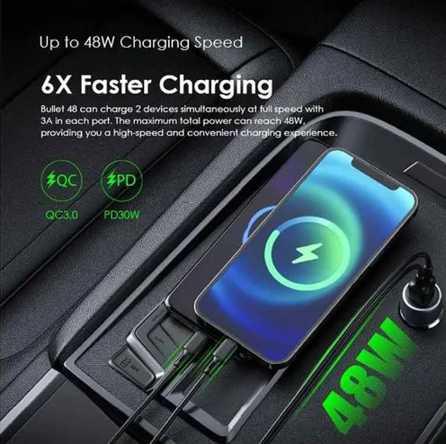 Oraimo Bullet 48 48W Dual Port Fast Car Charger OCC-73D - Image 4