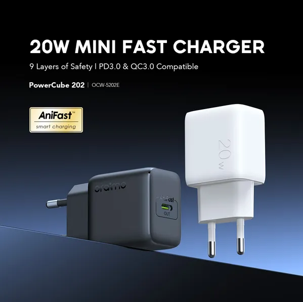 oraimo PowerCube 202 EU Type 20W Compatible Charger With Cable - Image 7